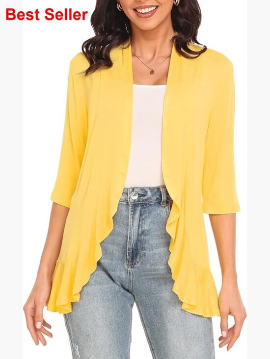 Sweaters - Viscose Spandex Cardigan with Shawl Collar and Asymmetrical Hem